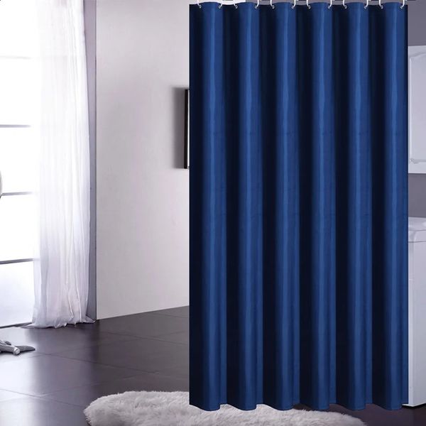 Cortinas de ducha azul marino, cortinas de baño sólidas impermeables para bañera de baño, cubierta de baño ancha grande, 12 ganchos rideau de bain 240313