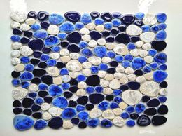 Bleu bleu bleu blanc Porcelaine Mosaïque Cuisine Backselash Tile PPMTS09 Tiles muraux de salle de bain en céramique3772958