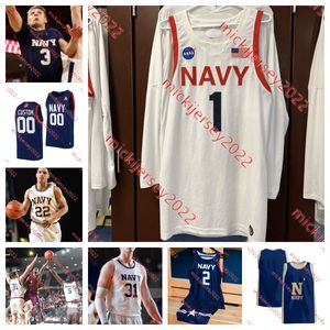 Navy Midshipmen Basketball Jersey Jaime Hernandez Austin Inge B.J. Knight Charles West Tony Atkinson Sean Yoder Custom Stitched Heren Jeugd 2024 Navy Jerseys