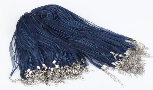 Navy Organza Voile Ribbon Cord Colliers Colliers