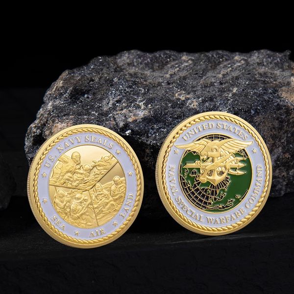 Navy Seal Team Sea, Land, Air Naval Special Warfare Command Colorized Challenge Art Coin