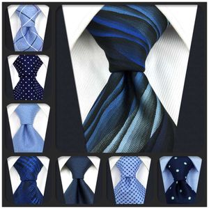 Cravates de soie bleu marine pour hommes très longs cravates Paisley Solid Blue Stripes 63 