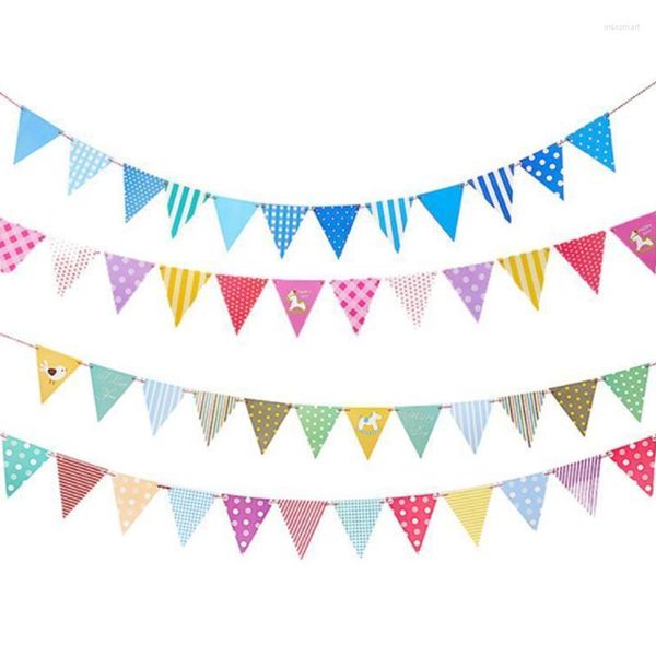 Estilo marino barco ancla triángulo empavesado Baby Shower tienda decoración fiesta de cumpleaños boda decoración papel Banners 12 banderas