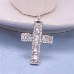 Nayan sieraden Solid Hip Hop Custom Made D Color VVS1 Moissanite Diamond Gold Cross Charm Pendant