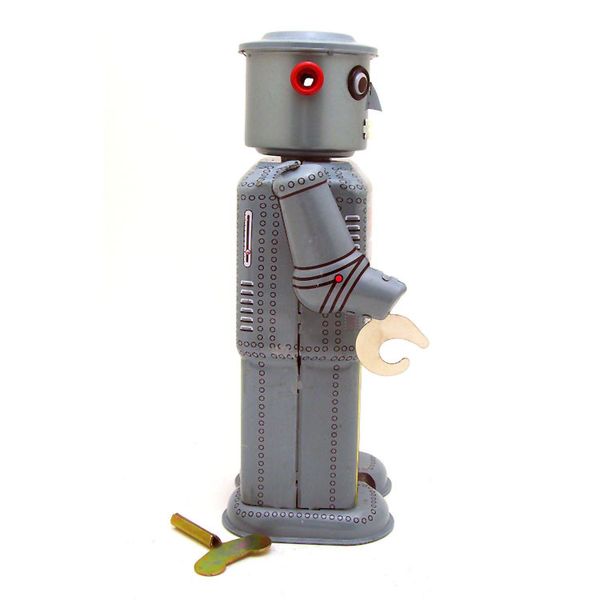 NB Dessin Animé Fer-Blanc Robot Wind-up Toy, Rétro Clockwork Toy, Ornement Fait Main, Style Nostalgique, Kid Anniversaire Cadeaux De Noël, Collecte, MS646