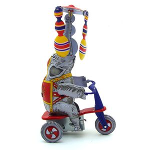 NB Cartoon Tilplate Wind-Up Toy, Olifanten Rijden Driewielers, Spaanse acrobatiek, Nostalgische Ornament, Kid Verjaardag Xmas Gift Collect, MS814,2-2