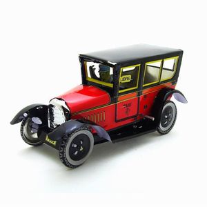 NB Tinplate Retro Wind-Up Toy, Vintage Car Lodon Taxi, style nostalgique, ornement individuel, cadeaux d'anniversaire pour enfants, collection, M805, 2-2