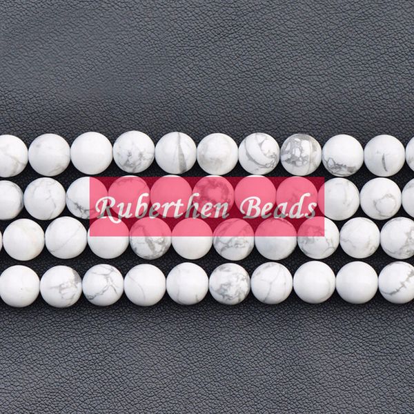 NB0015 Perles de Howlite blanche naturelle, vente en gros de perles de bracelet à bricoler soi-même, quantité tendance, pierre en vrac, perles rondes de 8 mm pour la fabrication de bijoux