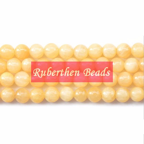 NB0023 perles de Jades jaunes en pierre naturelle de haute qualité, vente en gros, perle ronde de 8 mm pour la fabrication de bijoux
