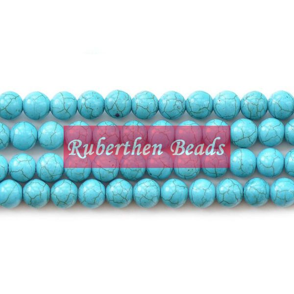 NB0029 Haute quantité de pierre naturelle en gros Bracelet perles bleu Turquoise pierre en vrac 4/6/8/10mm perles rondes pour la fabrication de bijoux
