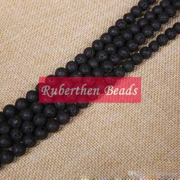NB0042 Bracelet ou collier en pierre de lave naturelle, haute quantité, perles rondes en vrac de 4/6/8/10mm, pour la fabrication de bijoux, vente en gros