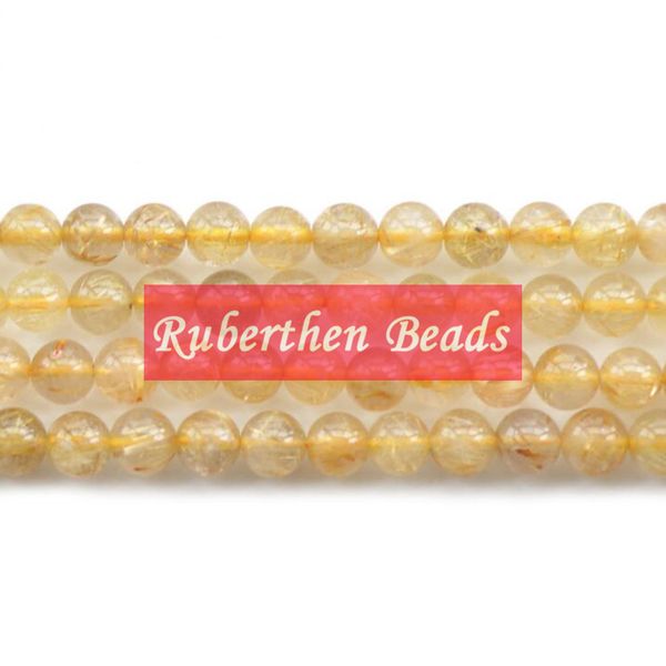 NB0084 Gros haute quantité à la mode pierre naturelle or rutilé Quartz perles en vrac pierre ronde perle meilleur accessoire de fabrication de bijoux
