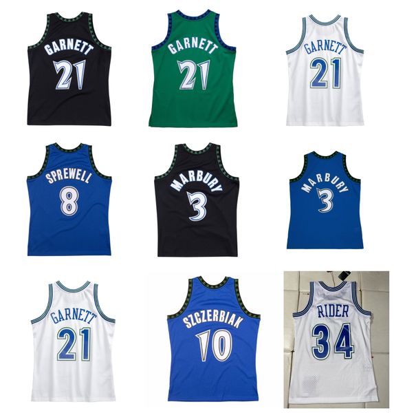 NBA Kevin Garnett Timberwoe Camiseta de baloncesto Minnesotas Latrell Sprewell Stephen Marbury Jr Isaiah Rider Wally Szczerbiak Mitchell y