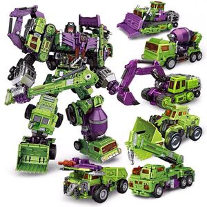 Kit de modelo de robot NBK Patineta Star Devastator Transformación juguete 6 en 1 Transformador Robot Juguete Camión Excavador Modelo de construcción Figura Figura de niños Regalos de Navidad