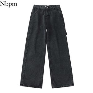 Nbpm fashion gewassen baggy jeans vrouw hoge taille streetwear wide been jeans femme denim broek broek vriendje stijl 210529