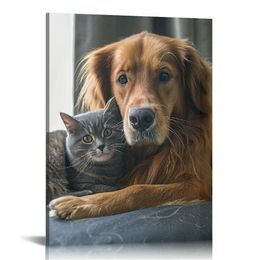 ﾠ Canvas imprime des cadeaux avec un cadre pour les amis de la famille des couples animaux de compagnie