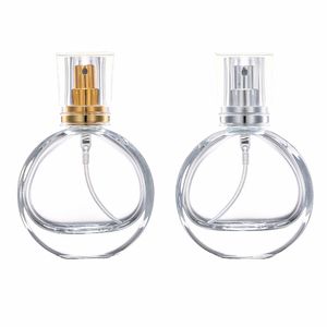 NBYAIC 50 stks High-end Round Transparent Glasfles Goud en Zilver Parfum Sub-Bottom 25ml Draagbare Pers Spray Lege fles