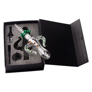 NC006 Waterpijp Glazen Pijpen Dab Rig Waskolf Bong Geschenkdoos 14mm 18mm Quartz Keramische Nagel Wax Schotel ox Hoorn Stijl Pijp