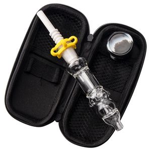 NC008 Pipe en verre de narguilé 10mm 14mm Quartz pince à ongles en céramique outil de Dabber sac de pot de silicium ensemble concentré Dab Rig barboteur Bong tuyaux de fumée anti-déversement