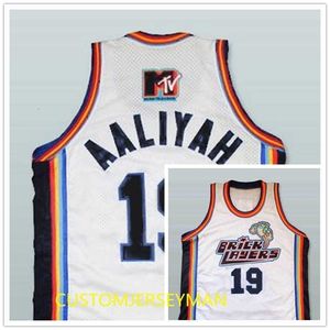 NC01 1996 Aaliyah Bricklayers Rock N Jock B-Ball Jam Basketball Jersey Blue Mens cousé Custom Made Taille S-5XL
