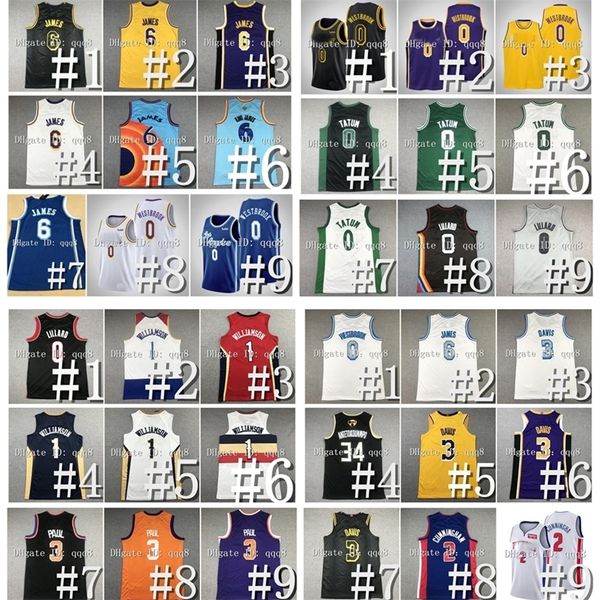 Camiseta de baloncesto NC01 Cade Cunningham James 6 Lebron Russell 0 Westbrook Anthony 3 Davis Giannis 34 Antetokounmpo Donovan 45 Mitchell Devin 1