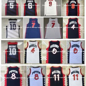 NC01 Camiseta de baloncesto retro 23 Michael Jor dan 2012 Equipo EE. UU. Bryant Kevin Durant James Larry Bird 1992 EE. UU. Charles Barkley Karl Malone Penny