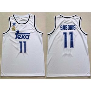 NC01 Spains League White #11 Arvydas Sabonis Basketball Jersey heren genaaid op maat elke nummernaam Jerseys