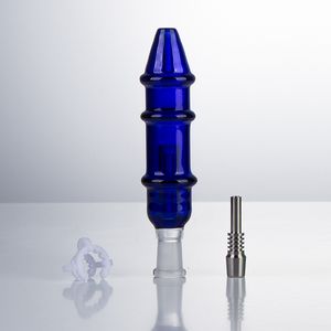 NC012 Verre Bong à eau Pipe à fumer 10mm 14mm Titane Quartz Clous en céramique Quartz Banger Nail Clip Bleu Vert Tour Claire Style Dab Rig Bubbler Pipe