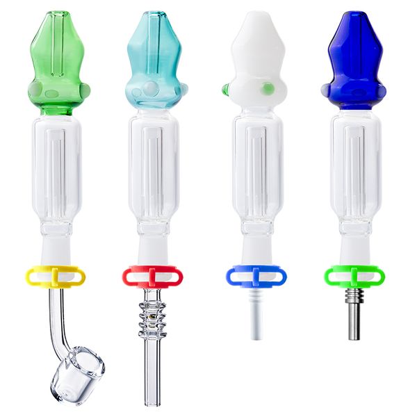 NC022 Pipas para fumar Hookah 10 mm Cuarzo Cerámica Titanio Clip para uñas Boca coloreada Dab Rig Bubbler Pipe Glass Water Bong