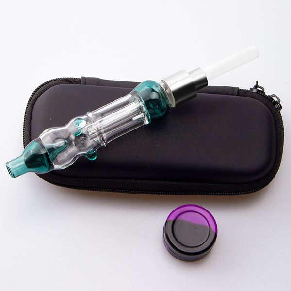 NC026 Kit portátil para fumar Filtro de vidrio colorido Tubería Bubbler con 510 hilos Clavo de titanio o puntas de cuarzo Dab Pipes Mini Glass Water Bong