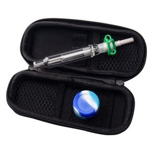 NC030 Colector de néctar Bong de agua de vidrio Pipas para fumar Juego de bolsas 10 mm Punta de cerámica de titanio Cuarzo Banger Clip de uñas Herramienta Dabber Tarro de silicona Tubo delgado Dab Rig Pipe