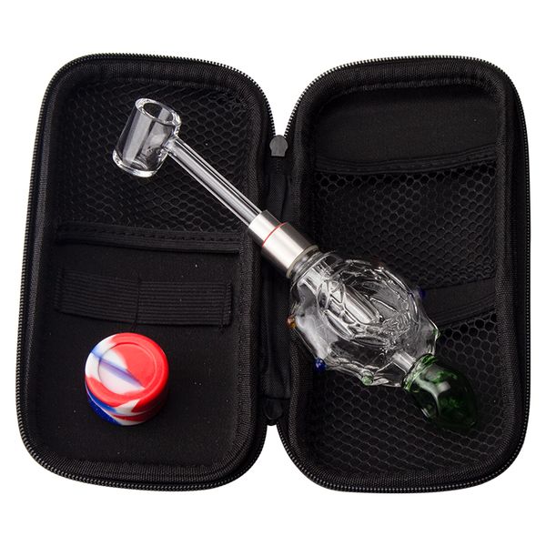 CSYC NC031 Estilo Tortuga Bong de Vidrio Pipas para Fumar Bolsa Conjunto Azul Verde Colgante Bubbler Pipe 510 Cuarzo Banger Nail 45/90 Grados Punta de Cerámica Herramienta Dabber Tarro de Silicio