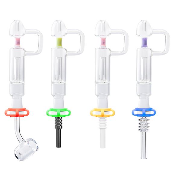 NC063 Narguilé Pipes 14mm En Céramique Nail Quartz Banger Pince À Ongles Flux D'air Lisse Dab Rig Verre Bongs À Eau Portable Poignée Barboteur