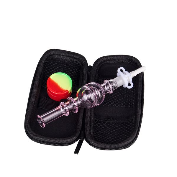 NC066 Dab Rig Pipe à fumer Ensemble de sacs 10 mm Titane Céramique Quartz Nail Dabber Outil Clip Silicon Jar Case Big Ball Style Big Airflow Pipes à main en verre coloré