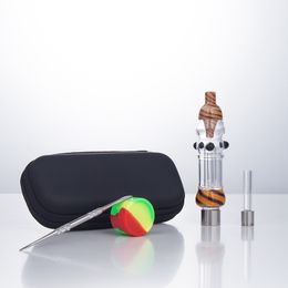 NC101 Color Heady Dab Rig Glass Bong Pipes Smoking Bags Bag 510 Titanium Cerámico Cerez Naila Tail-Conjunto de agua Buber Bubbler Tool Silicon Jar