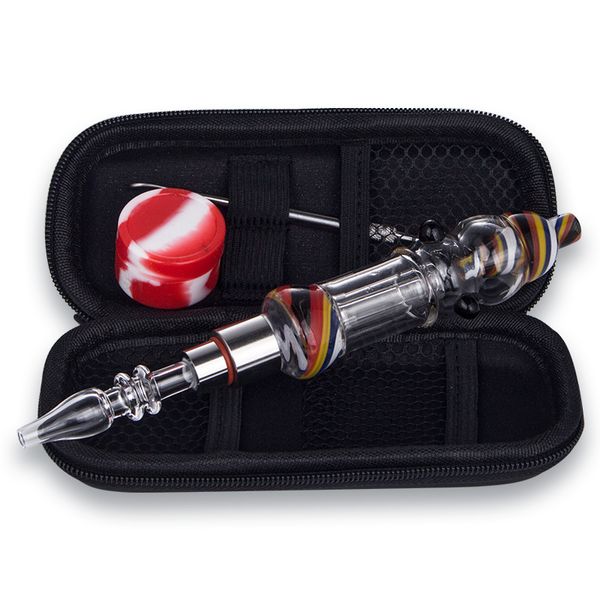 NC101 Hearty Color Glass Bong Pipes Sacages Sac Ensemble 510 Titanium Ceramic Tips Quartz Banger Nail coloré Spill Dab Dab Bubbler Pipe Tobber Tool Silicon Jar