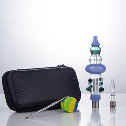 NC103 Ongeveer 6,6 inch buis Dab rig glas Bong Rookpijpen Zak Set 510 Titanium keramische kwarts Nagel Dabber Tool Silicium Jar Case Gekleurde stippen Mortroute Bubbler Bong