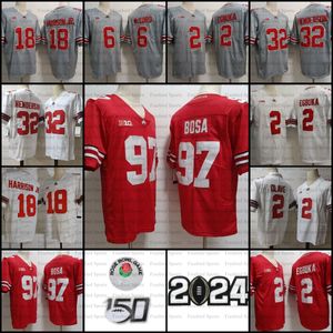 18 Marvin Harrison Jr. voetbalshirt Ohio State Buckeyes 32 Henderson Emeka Egbuka Kyle McCord Rood Wit Zwart Heren College Football Jerseys 150e gestikt