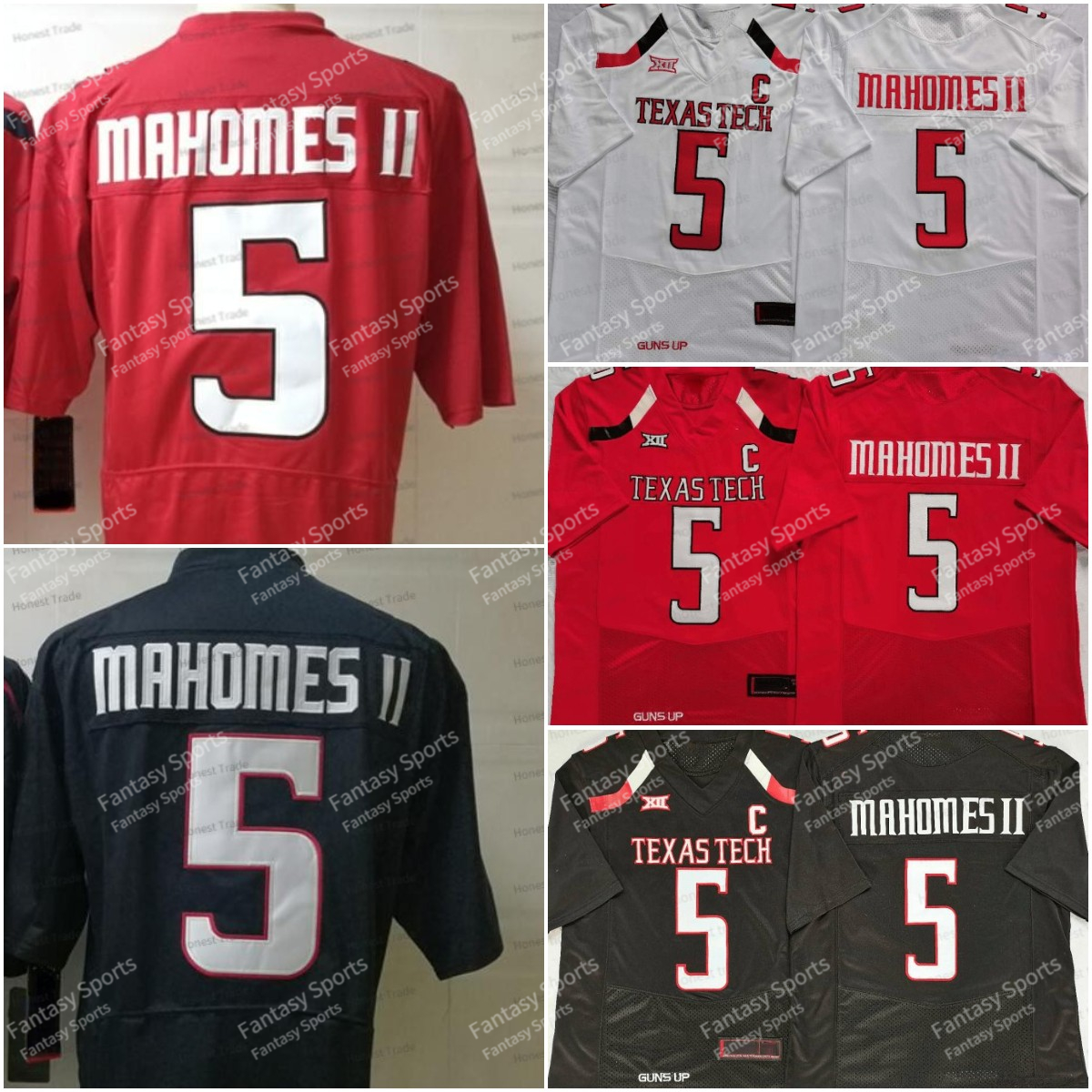 College 5 Patrick Mahomes II Jersey Texas Tech College Football Jerseys Herr Sömda Red Grey White Black Mesh Outdoors Sports 150th Patch