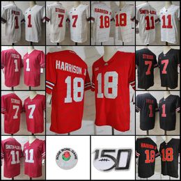 College Football Ohio State 7 Stroud Jersey 11 Smith-Njicba Justin Fields Rouge Noir Blanc Buckeyes College Hommes Football Maillots 150e Rose Patch