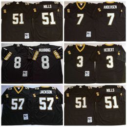 Ncaa 75e Football Vintage Blanc 8 Archie Manning Jersey Ed 57 Rickey Jackson 7 Morten Andersen 3 Bobby Hebert 51 Sam Mills Maillots