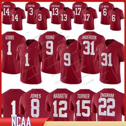 Ncaa 9 Bryce Young Alabama Crimson College camisetas de fútbol americano Will Anderson Jr. Joe Namath Jahmyr Gibbs Mccarron Ty Simpson American College