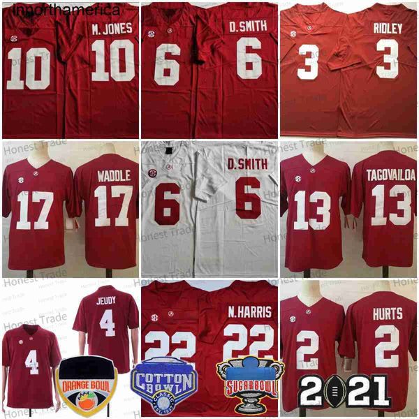 NCAA Alabama Crimson voetbalshirt Tide 3 Ridley Red 4 Jerry Jeudy 22 Najee Harris College 17 Jaylen Waddle