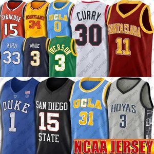 Ncaa Allen Reggie Iverson Miller maillot de basket-ball Georgetown Hoyas Steve Stephen Nash Curry Bird Wade maillots