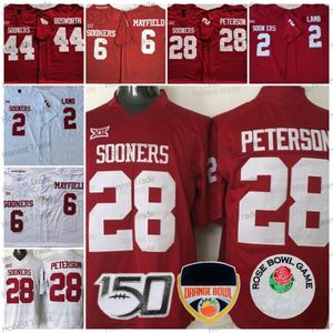 NCAA Baker Mayfield Football Jersey Oklahoma Sooners College Jalen Hurts CeeDee Lamb Kyler Murray Adrian Peterson Sam Bradford Cousu Blanc Rouge Sports de plein air