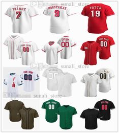 Camisetas de béisbol de la NCAA Joey Votto 19 Luis Castillo 58 Mike 9 Moustakas Tyler Mahle 30 Tejay Antone 70 Lucas Sims 39 Nick Senzel 15 Jake Fraley 27