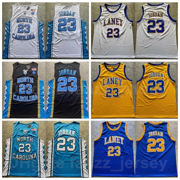 Baloncesto NCAA 23 Michael College Jerseys Hombres North Carolina Tar Heels y Laney Bucs High School para fanáticos del deporte Algodón puro transpirable Negro Azul Blanco Amarillo