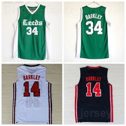 NCAA Basketball 34 14 Charles Barkley High School Jerseys 1992 US Dream Team One Navy Blue White Green Breathable For Sport Fans Shirt Pure Cotton Good Quality