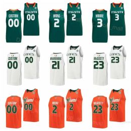 NCAA Basketball College Miami Hurricanes Jerseys 23 Kameron McGusty 2 Isaiah Wong 3 Charlie Moore 11 Miller 21 Sam Waardenburg 1 Anthony Walker University Sport