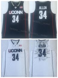NCAA Basketball College Ray Allen UConn Huskies Jersey 34 University for Sport Fans Team Color Color Navy Blue White toute qualité cousée sur la taille de la vente S-xxl